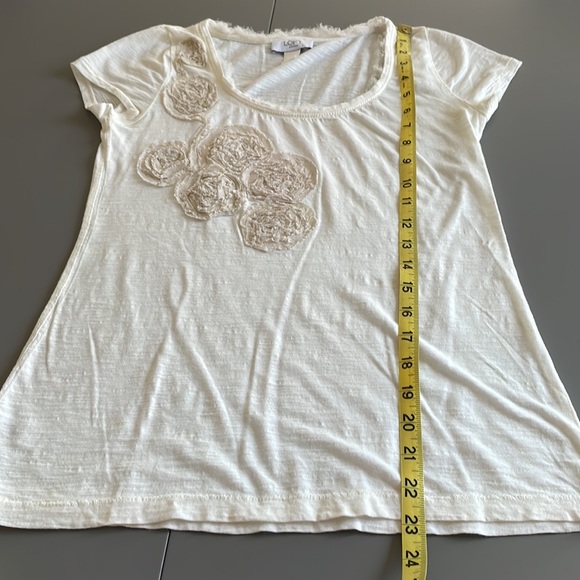 ANN TAYLOR LOFT short sleeve T-Shirt cream Size SP - Picture 6 of 13